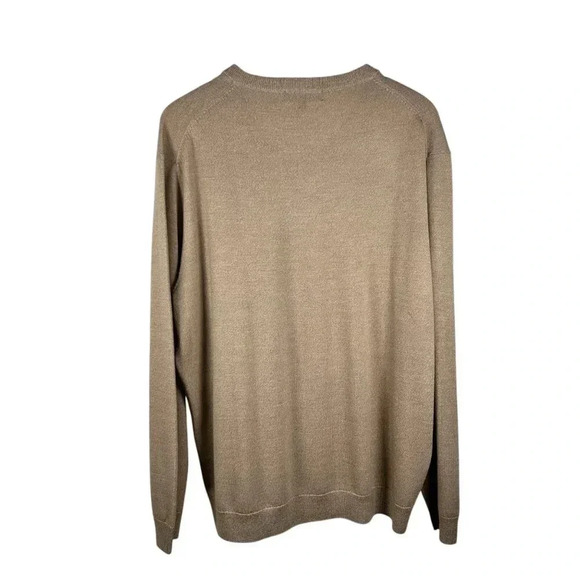 Hart Schaffner Marx Size XL Sweater Wool V Neck Khaki Office - Picture 2 of 6
